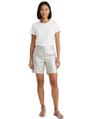J. Crew Women's 9.5" Shorts Linen City Fit Metallic Hue Flat Front Pockets, sz 6